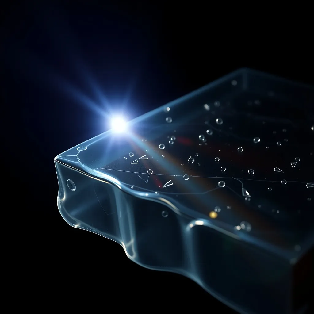 Scientific illustration of UV rays hitting a plastic surface
